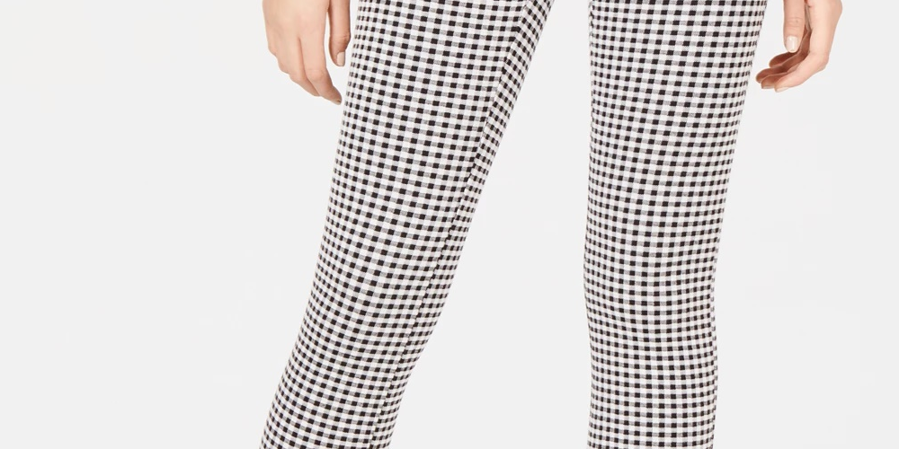 Maison Jules Women's Gingham Pull On Pants Black Size X-Small