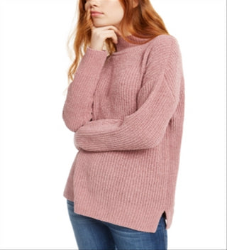 Hippie Rose Junior's Mock Neck Chenille Sweater Purple Size X-Large