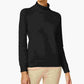Karen Scott Women's Textured Solid Long Sleeve Turtle Neck Sweater Black Size PM
