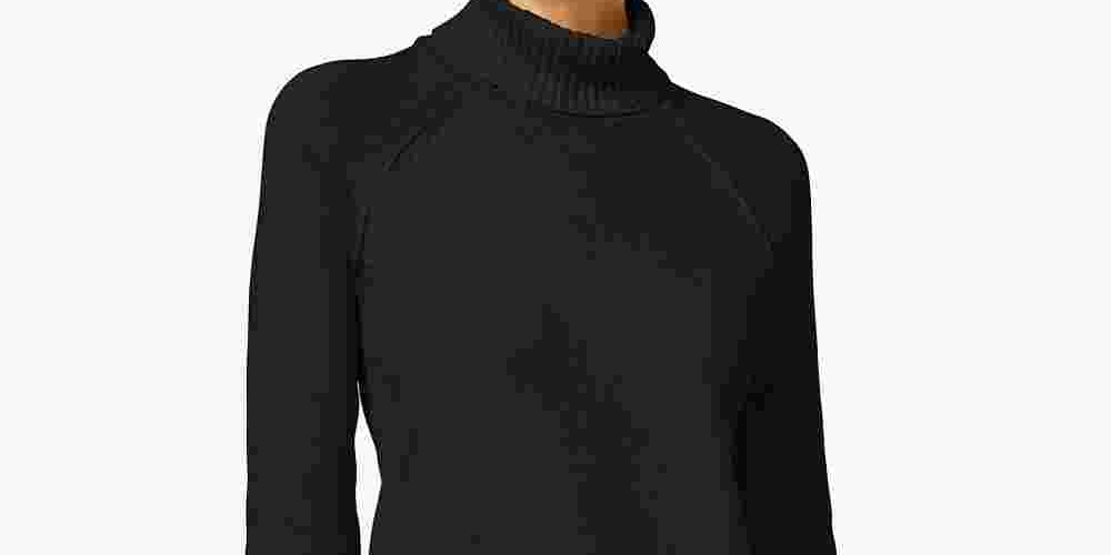 Karen Scott Women's Textured Solid Long Sleeve Turtle Neck Sweater Black Size PM