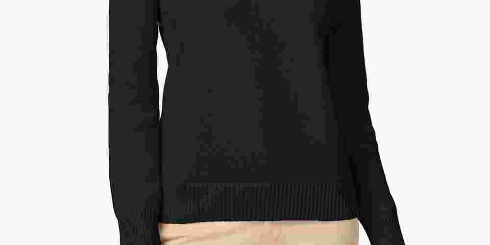 Karen Scott Women's Textured Solid Long Sleeve Turtle Neck Sweater Black Size PM