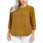 JM Collection Women's Studded Button Cuff Top Mustard Size Petite L