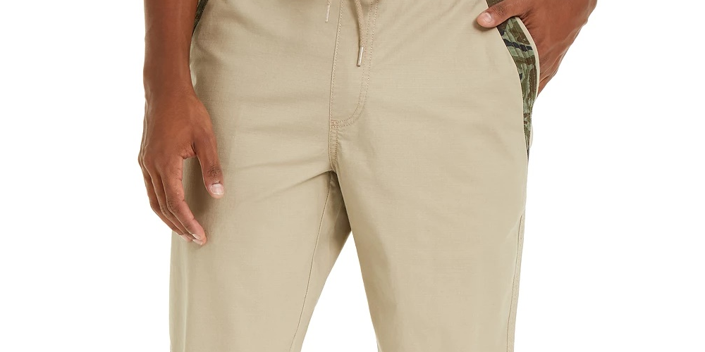 Sun + Stone Men's Expandable Waist Classic Fit Pants  Beige Size Small
