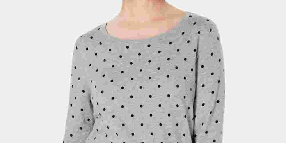 Karen Scott Women's Dot Dream Sweater Gray Size Large