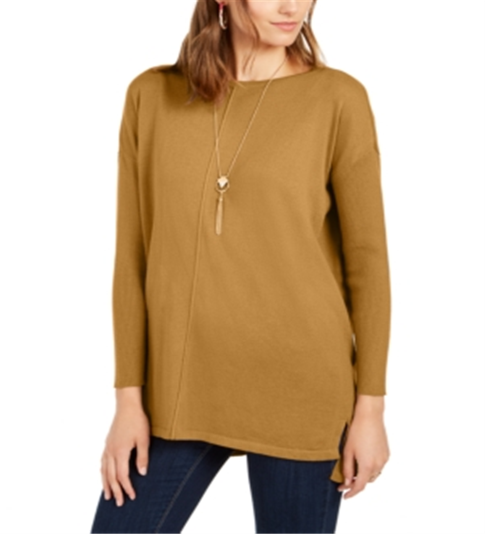Style & Co Women's Seam Front Tunic Sweater Mustard Size Petite L