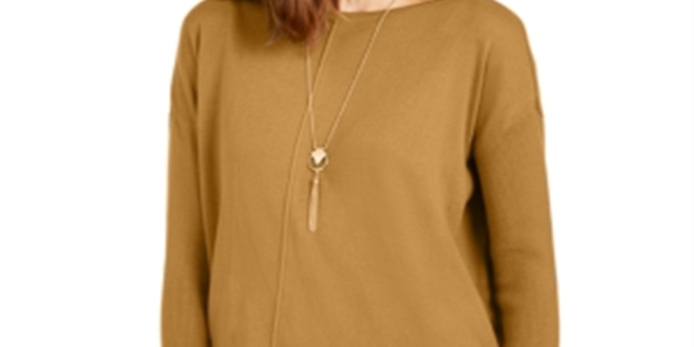 Style & Co Women's Seam Front Tunic Sweater Mustard Size Petite L