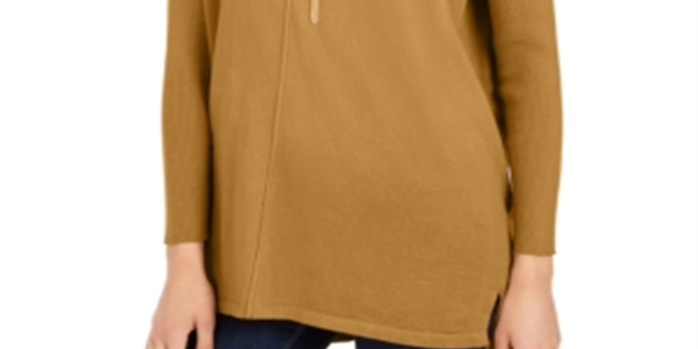 Style & Co Women's Seam Front Tunic Sweater Mustard Size Petite L