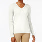 Karen Scott Women's Textured Pinstripe Long Sleeve V Neck Sweater White Size Petite X-Large