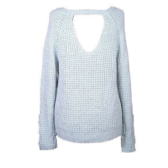 American Rag Junior's Marled Open Back Sweater Blue Size Large