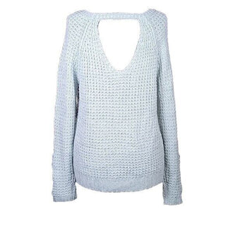 American Rag Junior's Marled Open Back Sweater Blue Size Large