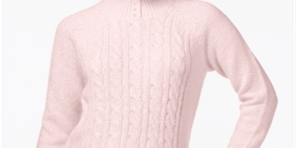 Karen Scott Women's Cable Knit Sweater Pink Size Petite Large