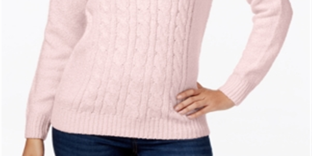 Karen Scott Women's Cable Knit Sweater Pink Size Petite Large