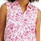Charter Club Women's Toile Print Sleeveless Shirt Preppy Combo Pink Size 14