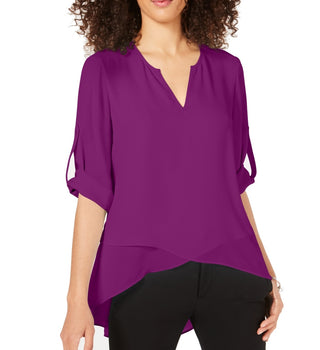 Alfani Women's High Low Crossover Top Fichsia Size Small