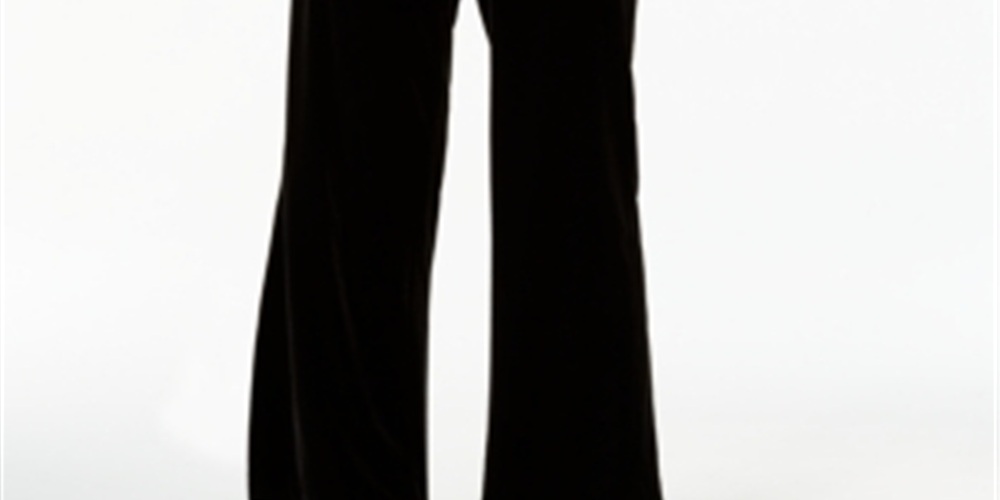 Alfani Women's Velvet Wide Leg Pants Black Size Petite S