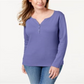 Karen Scott Women's Cotton Henley Top Purple Size Large