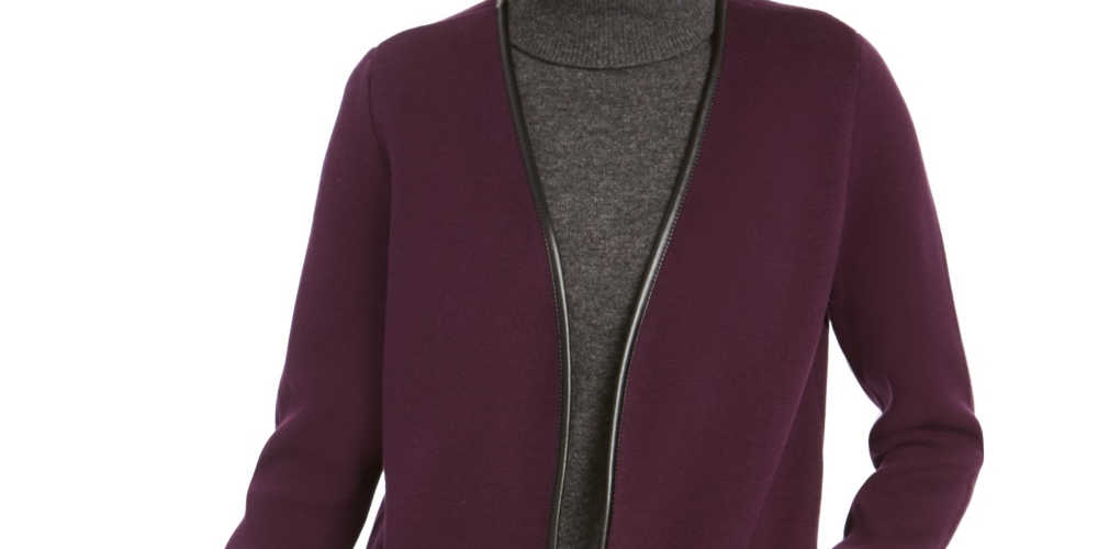 Charter Club Women's Milano Cotton Open Front Cardigan Purple Size X-Small