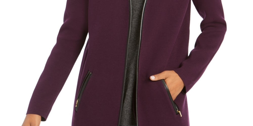 Charter Club Women's Milano Cotton Open Front Cardigan Purple Size X-Small