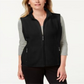 Karen Scott Women's Fleece Zip Front Vest Black Size Petite S