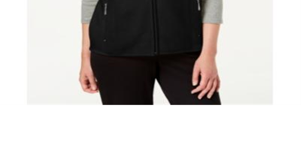 Karen Scott Women's Fleece Zip Front Vest Black Size Petite S