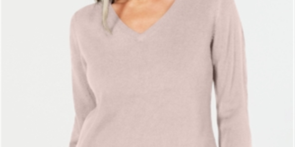 Karen Scott Women's V Neck Sweater Pink Size Petite S