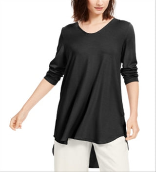 Eileen Fisher Women's Long Sleeve Jewel Neck Tunic Top Maroon Size XS