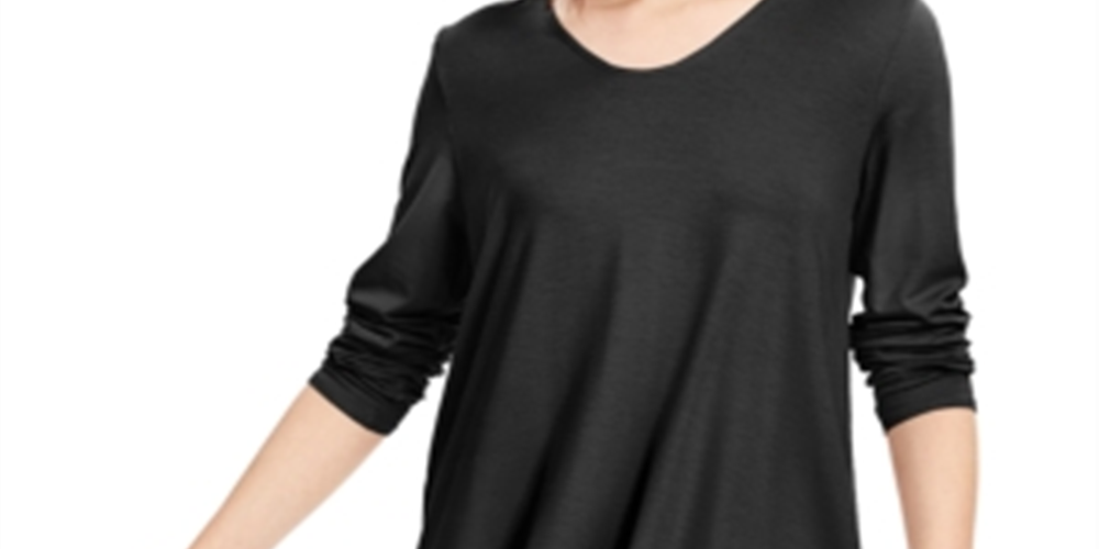 Eileen Fisher Women's Long Sleeve Jewel Neck Tunic Top Maroon Size XS