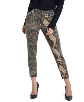 Guess Women's Samara Snake Print Skinny Jeans Beige Size 24