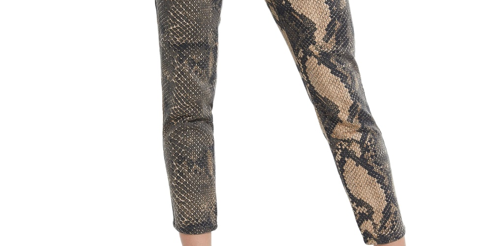 Guess Women's Samara Snake Print Skinny Jeans Beige Size 24