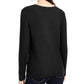 INC International Concepts Women's Ribbed Knit Tie Hem Sweater Black Size Petite Large