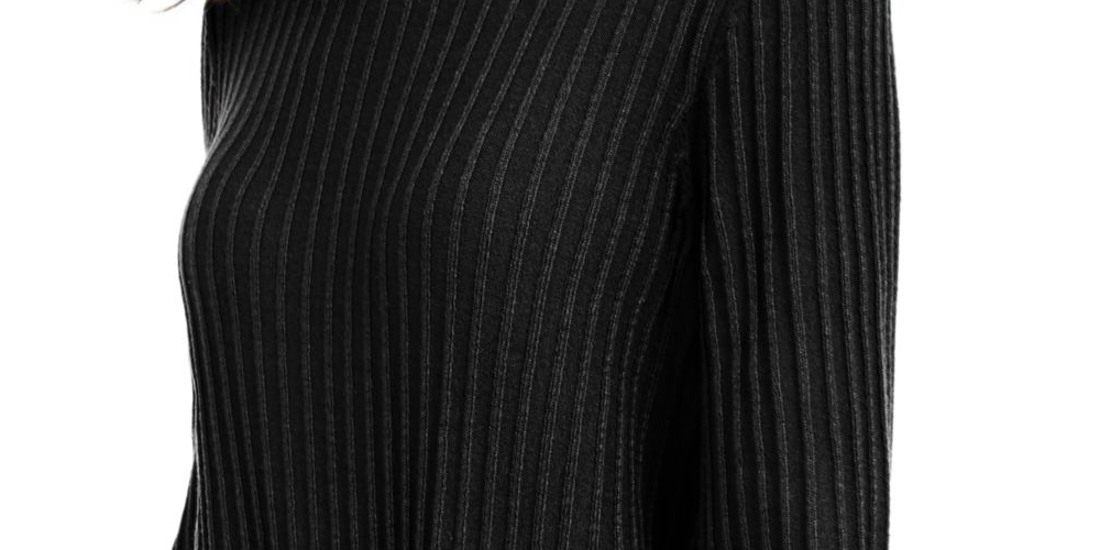 INC International Concepts Women's Ribbed Knit Tie Hem Sweater Black Size Petite Large