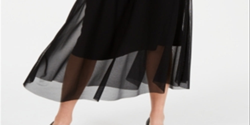 Alfani Women's Mesh MIDI Skirt Black Size Petite S
