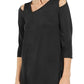 Alfani Women's Asymmetrical Cut Out Top Black Size Petite L