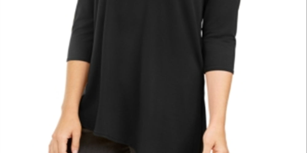 Alfani Women's Asymmetrical Cut Out Top Black Size Petite L