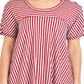 NY Collection Women's Stripe Swing T-Shirt Red Size Petite XL
