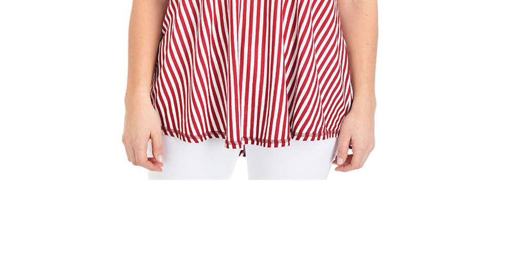 NY Collection Women's Stripe Swing T-Shirt Red Size Petite XL