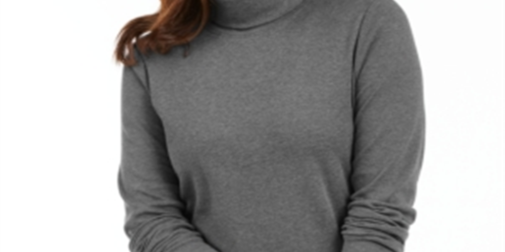 Karen Scott Women's Cotton Turtleneck Top Gray Size Petite S