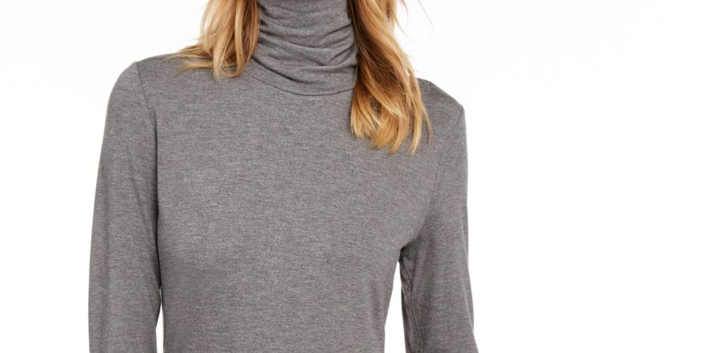 Maison Jules Women's Turtleneck Top Gray Size X-Large