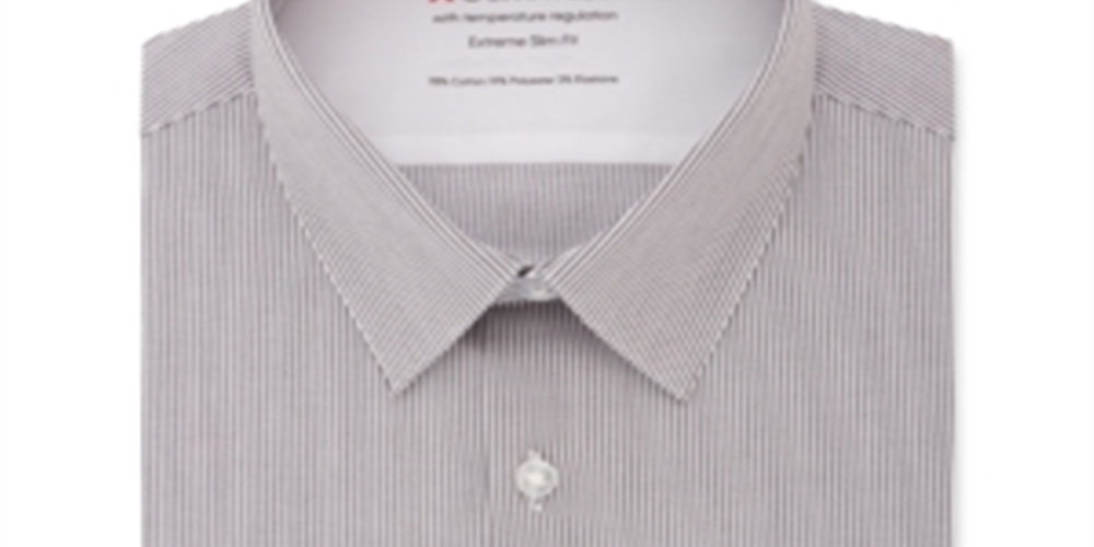 Calvin Klein Men's Extreme Slim Fit Temperature Regulation Check Dress Shirt Gray Size XL