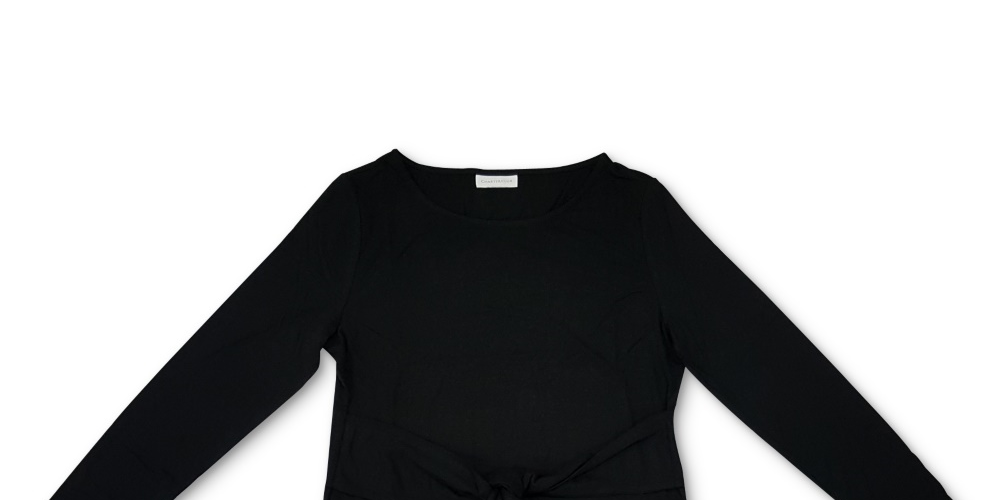 Charter Club Women's Long Sleeve Tie Waist Top Black Size X-Large