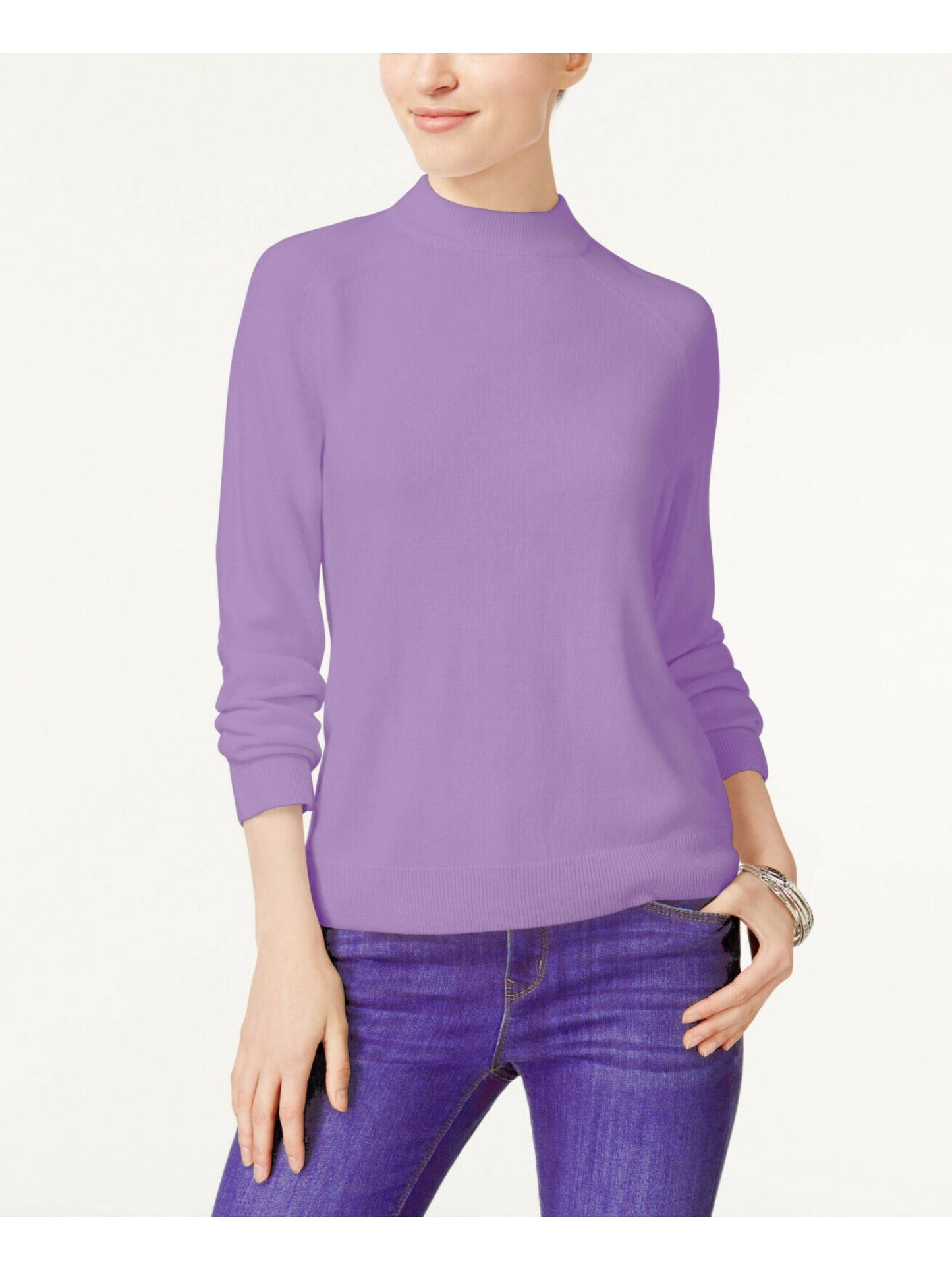 Karen Scott Women's Mock Neck Sweater Purple Size Petite L