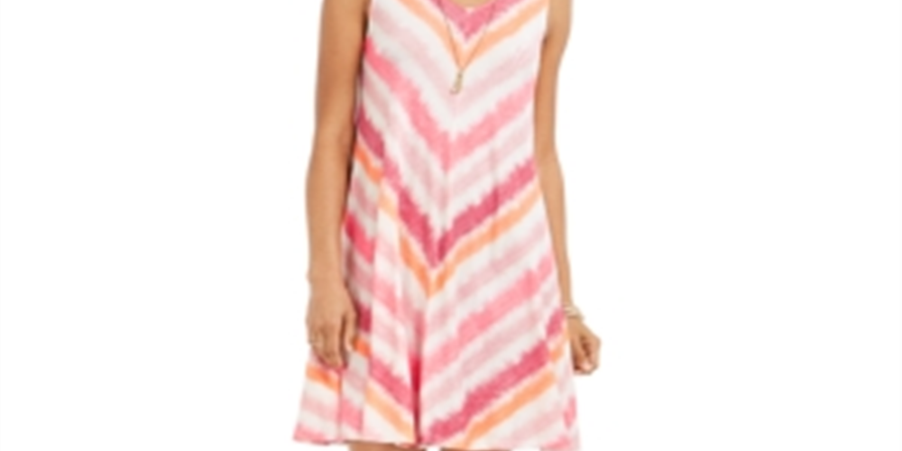 Style & Co Women's Print Sleeveless Swing Dress Pink Size Petite Small