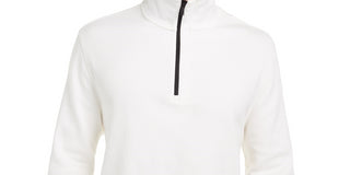 DKNY Men's Long Sleeve Turtle Neck Classic Fit Quarter Zip Sweater White Size XX-Large