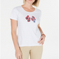 Karen Scott Women's Striped Graphic T-Shirt Blue Size Petite Large