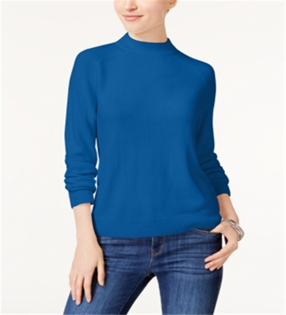 Karen Scott Women's Mock Neck Sweater Blue Size -Petite S