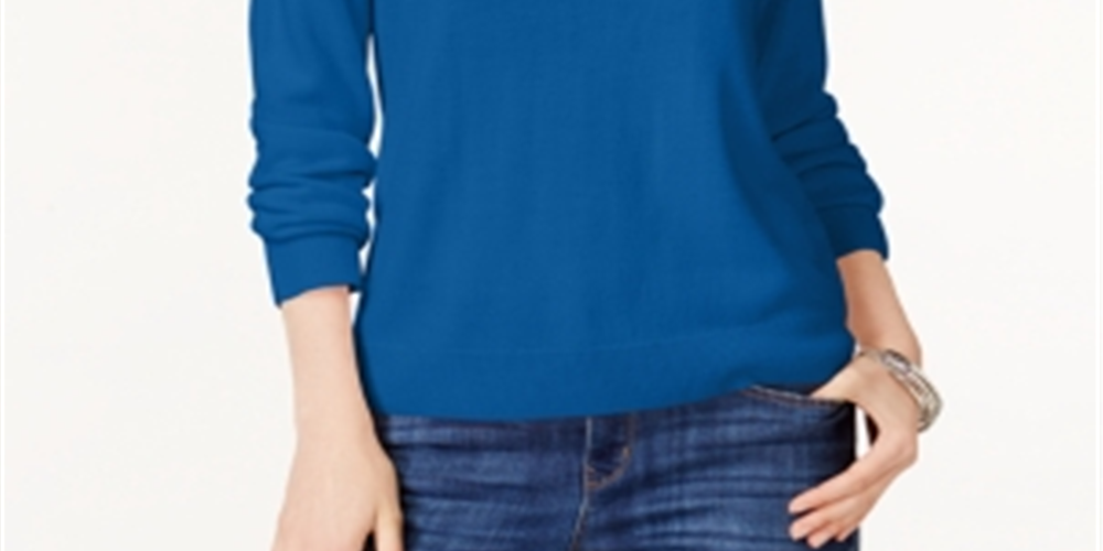 Karen Scott Women's Mock Neck Sweater Blue Size -Petite S
