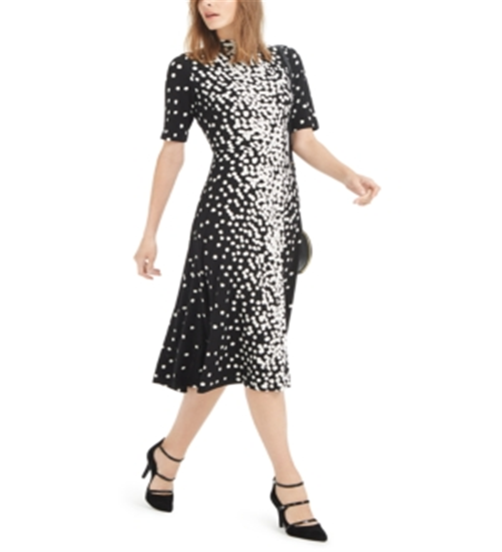 Alfani Women's Mock Neck Tie Back Dress Black Size Petite S