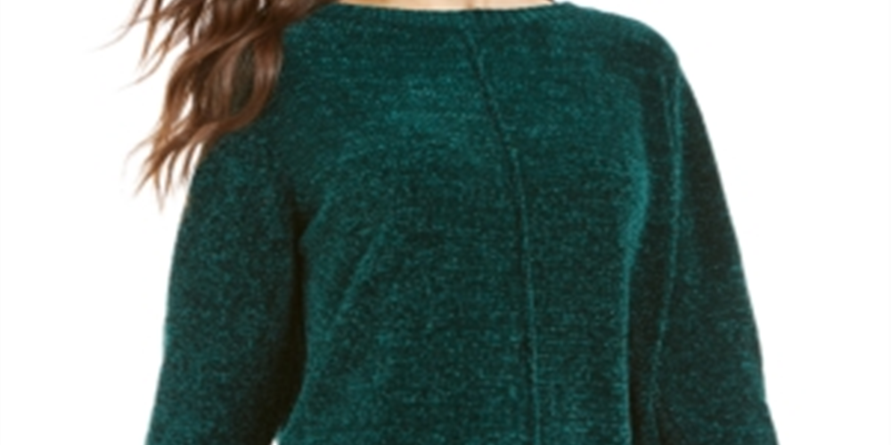 Style & Co Women's Chenille Sweater Green Size Petite L
