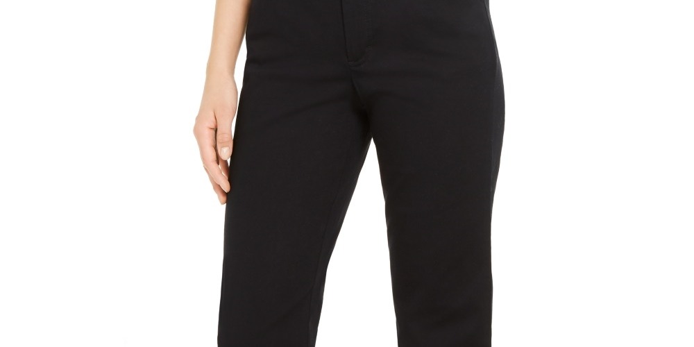Charter Club Women's Button Cuff Tummy Control Capri Pants Black Size 10