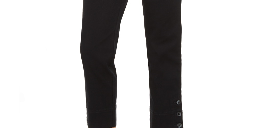 Charter Club Women's Button Cuff Tummy Control Capri Pants Black Size 10